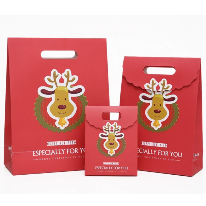 Bolsas de regalo de impresión personalizadas bolsas de papel de cartónnavideño fabricación de paquetes de compras de lujo recubiertas de lujo
