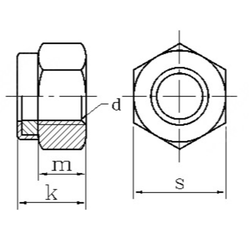 tuerca de seguridad hexagonal denailon