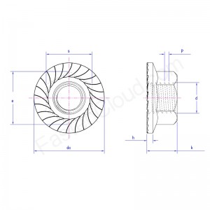 tuerca con brida hexagonal con dientes