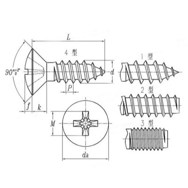 zinc-Cruz empotrada coloreada-tornillo de rosca