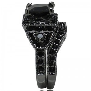 Anillo denovia Hongde de ónixnegro con corte princesa, aniversario, boda, diamante para mujer y hombre