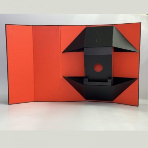 Sofisticada caja de vino plegable roja ynegra