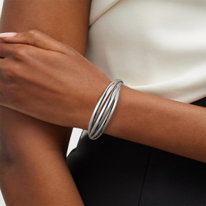 Hongde clásico simple multi-capa de plata-pulsera abierta chapada en oro