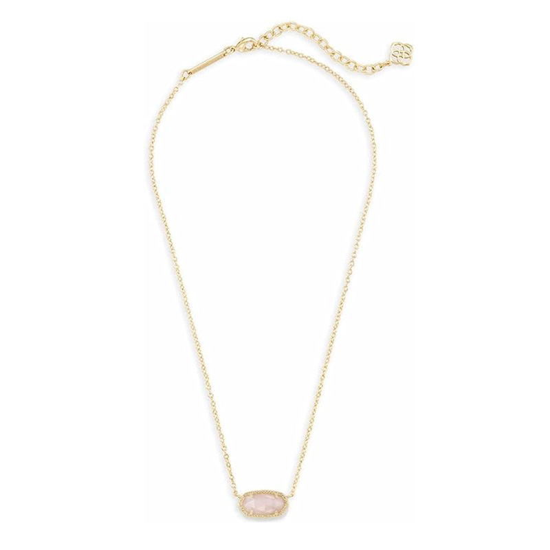 Collar minimalista con colgante rosa de oro rosa, collar con colgante para mujer, joyería de moda, oro de 14 k-Chapado