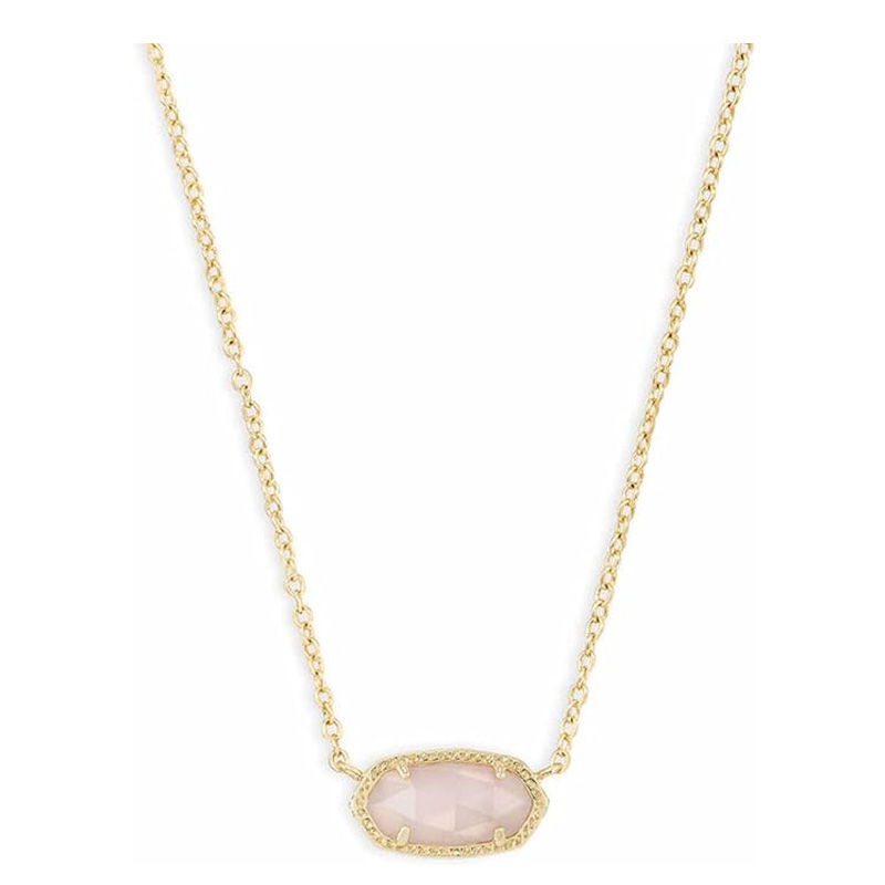 Collar minimalista con colgante rosa de oro rosa, collar con colgante para mujer, joyería de moda, oro de 14 k-Chapado