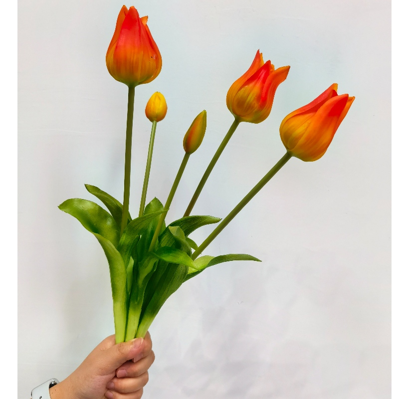 Productos promocionales, tulipán de flores artificiales, tallo único, tulipanes decorativos de simulación de tacto real para el hogar