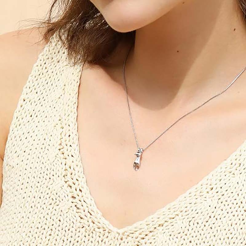 Collar con colgante de gato de plata con forma de hoja de plata de ley para mujer, joyería de gato para mujer, accesorios para gato, mamá, amante, señora, regalos temáticos, lindo gatito de plata, joyería, regalos de cumpleaños para mujer