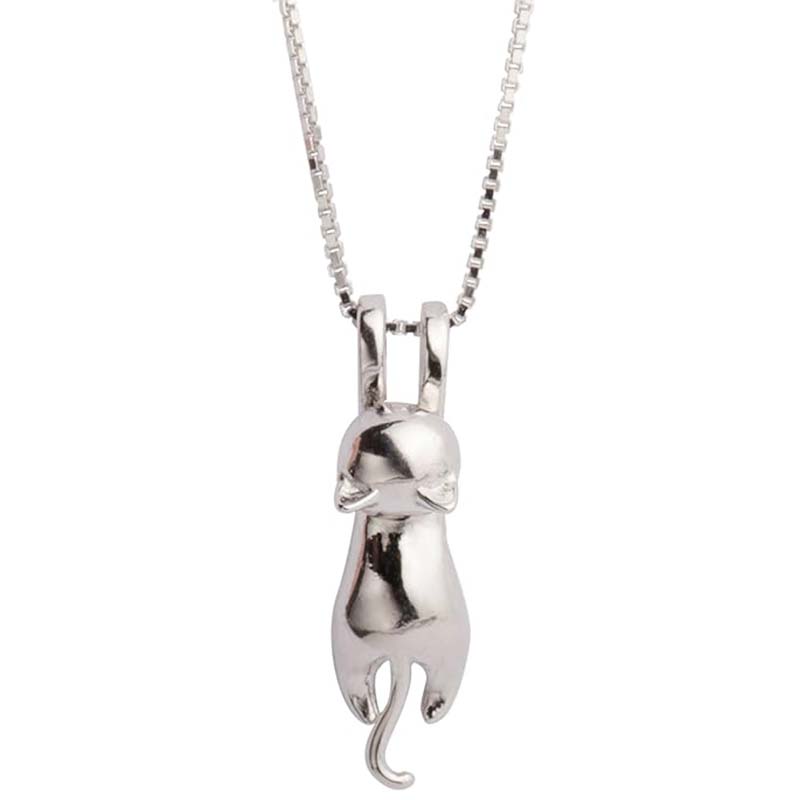 Collar con colgante de gato de plata con forma de hoja de plata de ley para mujer, joyería de gato para mujer, accesorios para gato, mamá, amante, señora, regalos temáticos, lindo gatito de plata, joyería, regalos de cumpleaños para mujer