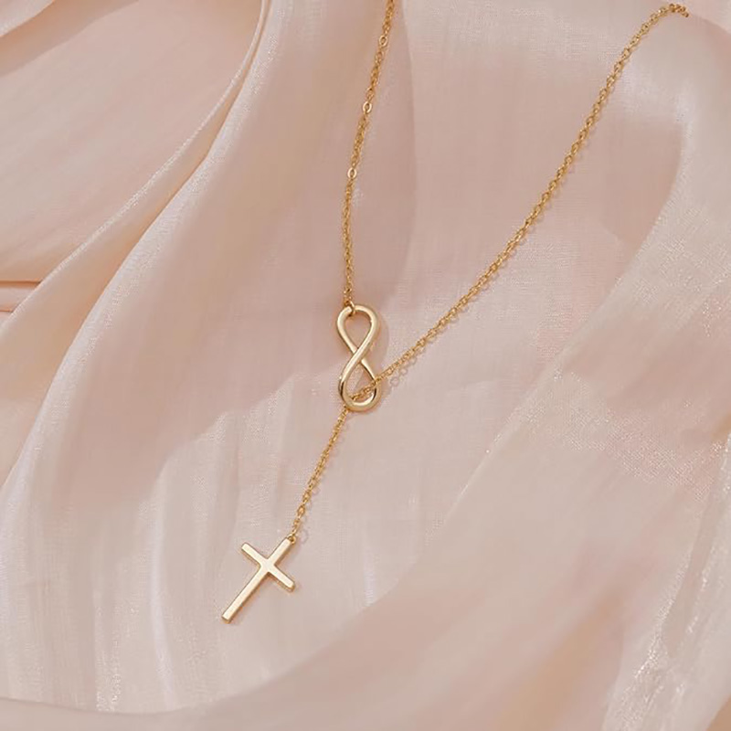 Collar de fe eterna y gracia infinita con dije de cruz atemporal