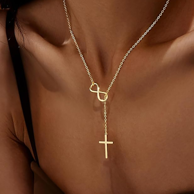 Collar de fe eterna y gracia infinita con dije de cruz atemporal