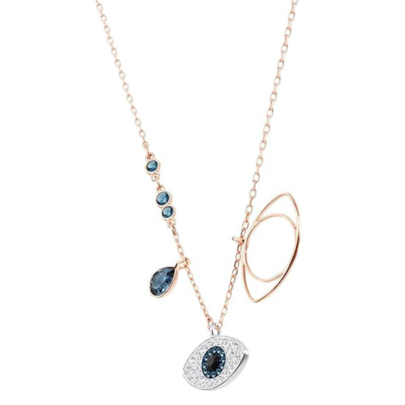 Collar con colgante Radiant Guardian Evil Eye con detalles en circonita azul Un símbolo de elegancia, protección y estilo atemporal