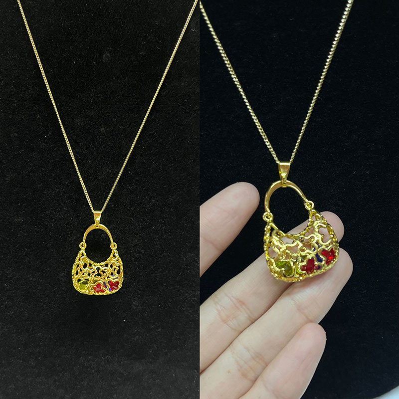 Collar colgante de bolsos de lujo para mujeres - 18k oro-Cobre chapado con un intrincado diseño de filigrana & Acentos de esmalte - Joyas de moda elegantes para regalos & Ocasiones especiales