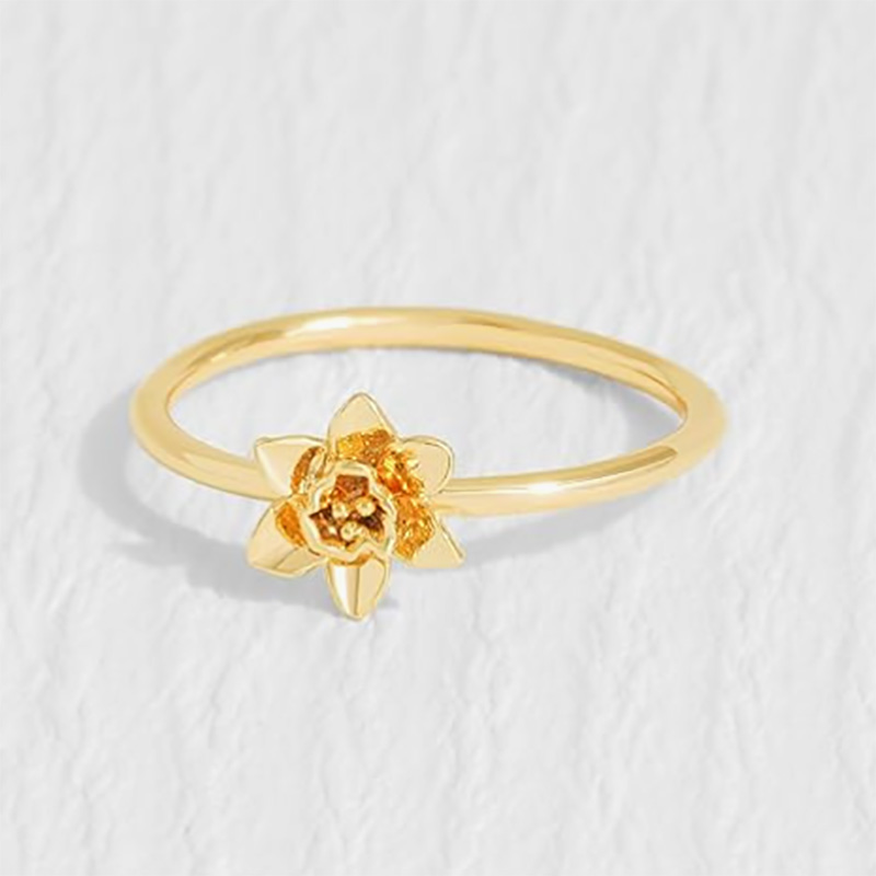 Exquisito de oro de 18k-Anillo floral de plata esterlina 925 con un delicado diseño de flores florecientes:naturaleza elegante y liviana-Joyas inspiradas para mujeres