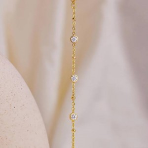 Oro elegante-Cadena de manos chapada con piedras de circonia cúbicas transparentes para bodas, fiestas y ocasiones especiales