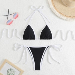 2025nuevo sólido - Mujeres para color\\\'Es sexy dos - Piece Triangle Color - Bloque de bikini. Estilo europeo y americano con corbatas, adecuadas para la playa y el precio termal Qt25003 Precio:$79.99