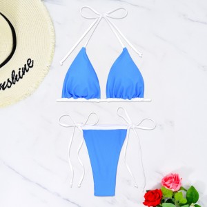 Nuevo 2025 europeo y americano-estilo atado sexy tres-Piece en bikini trajes de baño con una sensación de sofisticación para la playa. Estos sólidos-Los trajes de baño de color son adecuados para la cruz-comercio fronterizo.  XY5041...