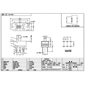 interruptor de deslizamiento SS22G08 6-Pin Interruptor deslizante de Pin 2p2 para la banda de alta corriente de la pistola de aire caliente del cabello