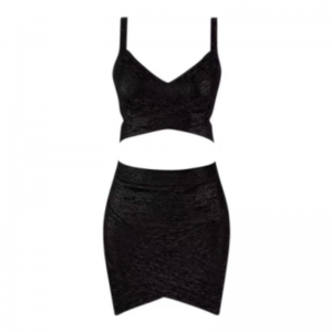 Camisola de punto impresa en oro de verano, juego de faldas de envoltura de cadera