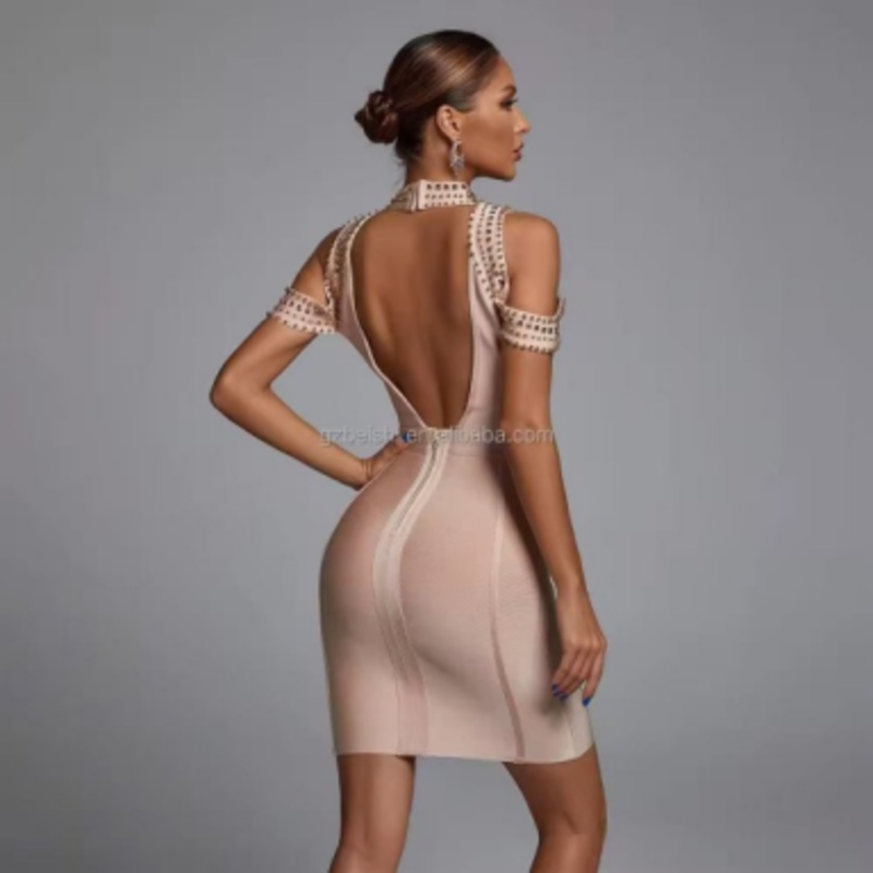 Rayas de espagueti de vendaje de punto de verano, vestidos de carpeta sin tirantes