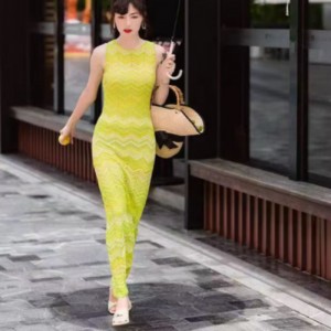 Summer Knit Round Neck Cardigan Intercolor de manga larga, V-Cuello sin mangas