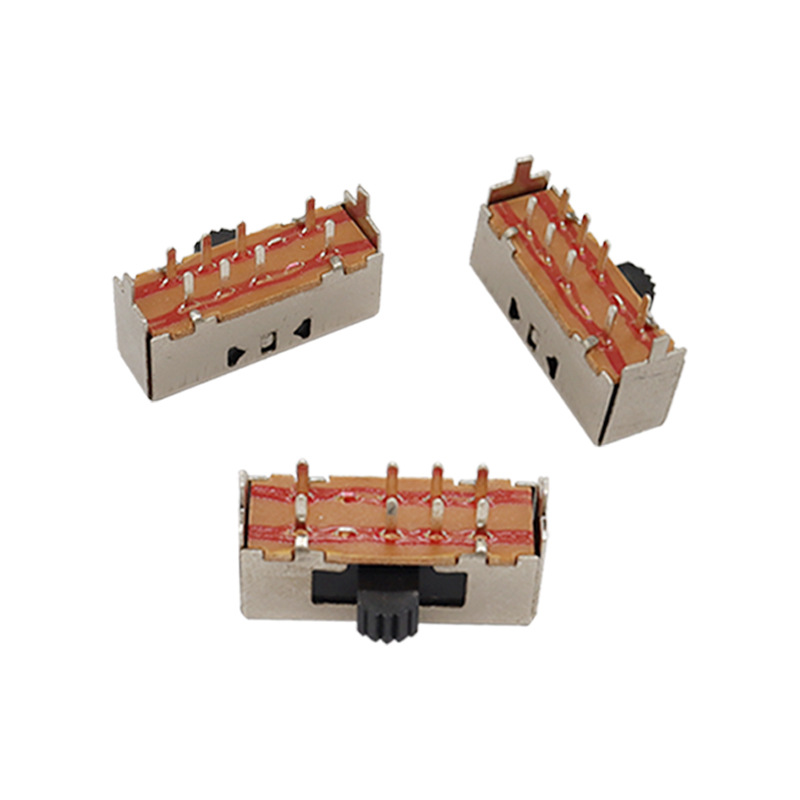 interruptor deslizante SK23H01 pequeño bipolar tres-posición dos-Fila ocho-lado horizontal-Tirar el interruptor de deslizamiento 2P3T