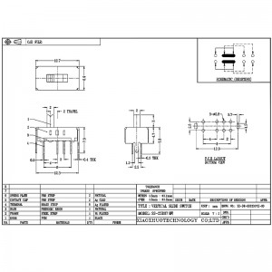 interruptor de deslizamiento SS23D07, lado horizontal-Tire del interruptor deslizante, lámpara de piso tres-interruptor de posición, interruptor de banda de alimentación