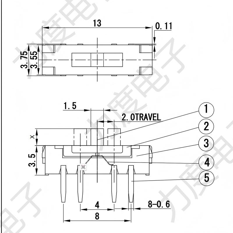 interruptor deslizante MSS-23D19 ocho-alfiler horizontal/interruptor vertical fijado/tres sin alfileres-posición